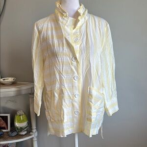 [Terra] Striped Yellow and White Women's Blouse - Size Medium  NWT